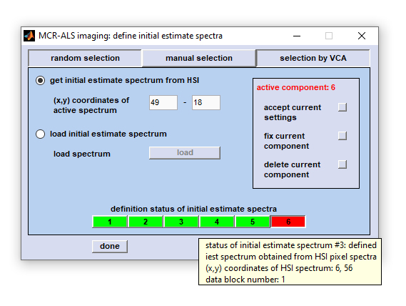 MCR-ALS imaging - gui for defining initial estimate spectra